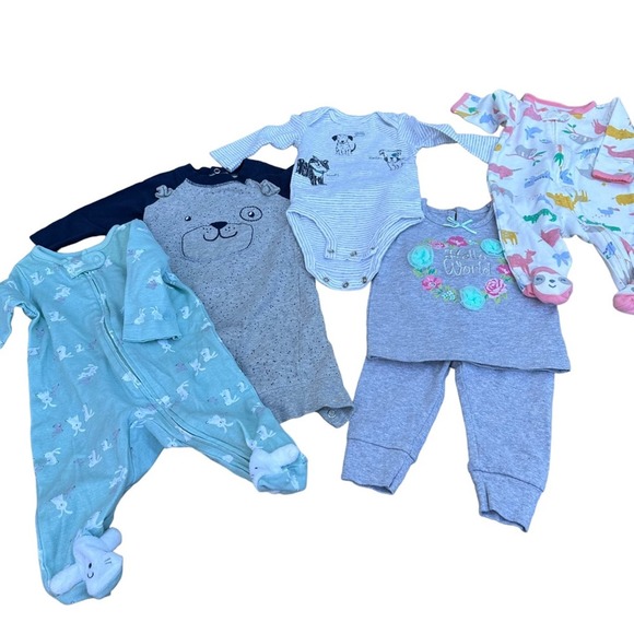 Carter’s Baby Clothes Bundle 3 Months Onsies Outfits Soft Footies - Picture 1 of 12